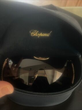 Chopard Black and Gold Shield Sunglasses